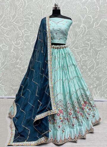 Aqua Blue color Sequins Work Rangoli Lehenga Choli