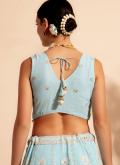 Aqua Blue Georgette Embroidered Readymade Lehenga Choli for Reception - 4