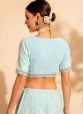Aqua Blue Readymade Lehenga Choli in Georgette with Embroidered - 5