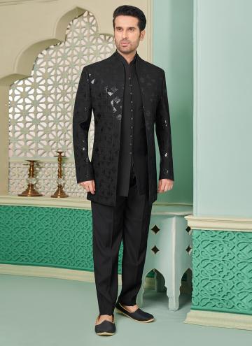 Art Banarasi Silk Indo Western in Black Enhanced with Embroidered