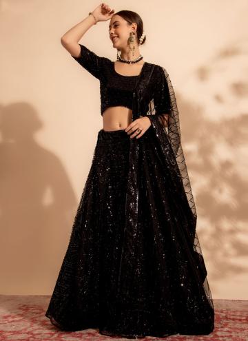 Attractive Black Net Sequins Work Lehenga Choli