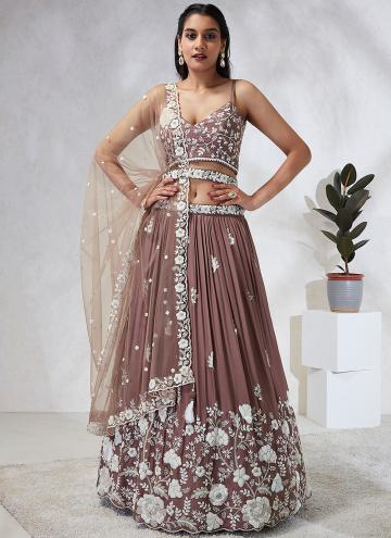 Attractive Brown Georgette Cord A Line Lehenga Cho