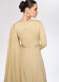 Attractive Embroidered Silk Cream Designer Gown - 2