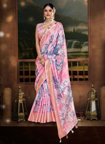 Attractive Multi Colour Cotton  Digital Print Trendy Saree for Casual