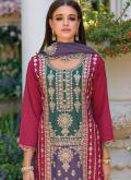 Attractive Pink Chinon Embroidered Designer Salwar Kameez - 1