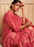 Attractive Pink Kanjivaram Silk Woven Classic Designer Saree - 1