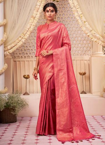 Attractive Pink Kanjivaram Silk Woven Classic Desi