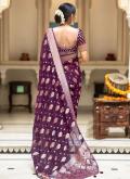 Attractive Purple Banarasi Jacquard Work Contemporary Saree for Ceremonial - 1
