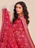 Attractive Rani Chiffon Printed Trendy Saree - 1