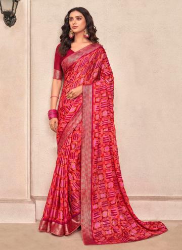 Attractive Rani Chiffon Printed Trendy Saree