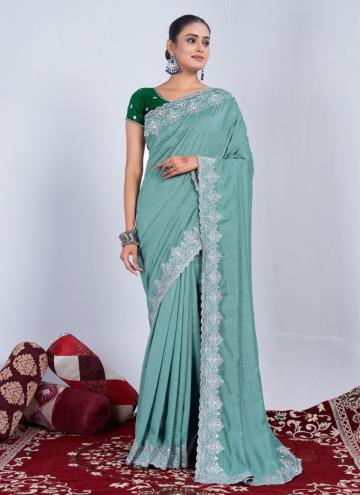 Attractive Sea Green Rangoli Woven Classic Designer Saree