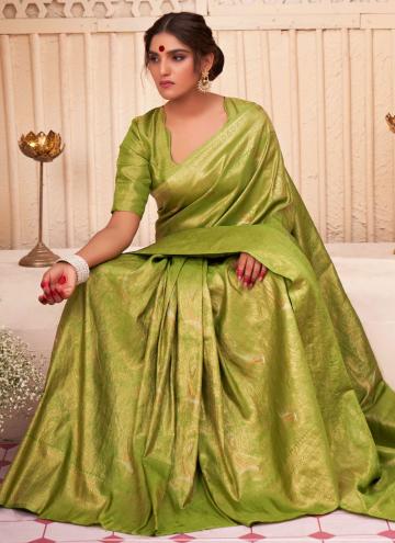 Attractive Woven Kanjivaram Silk Green Classic Designer Saree