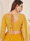 Attractive Yellow Georgette Embroidered A Line Lehenga Choli for Engagement - 5