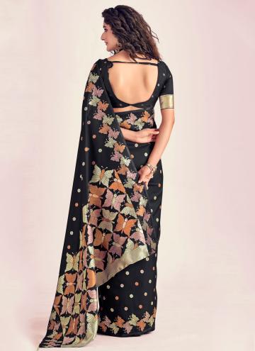 Banarasi Classic Designer Saree in Black Enhanced with Woven
