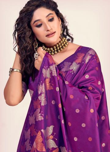 Banarasi Classic Designer Saree in Magenta Enhanced with Woven