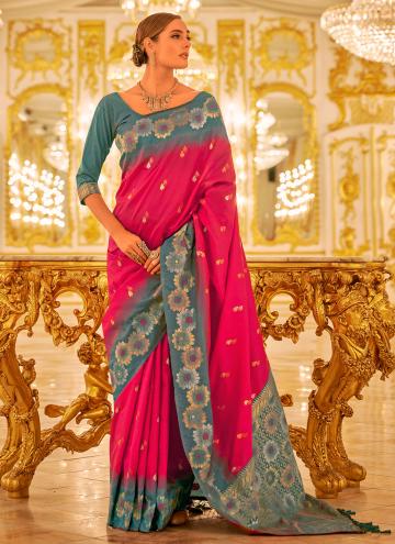 Banarasi Classic Designer Saree in Pink Enhanced with Woven