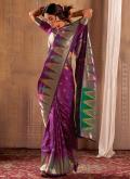 Banarasi Classic Designer Saree in Purple Enhanced with Woven - 2