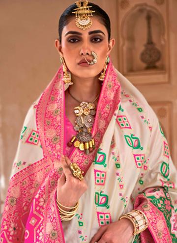 Banarasi Contemporary Saree in White Enhanced with Woven