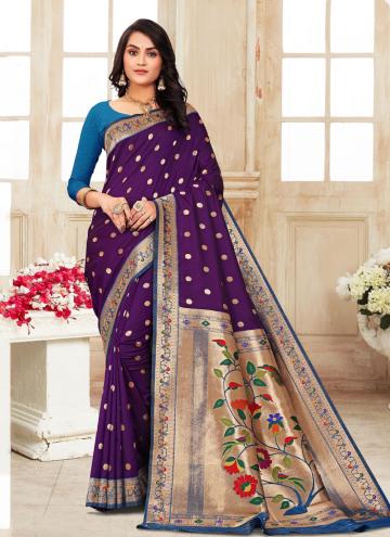 Banarasi Jari Paithni Purple Classic Designer Saree