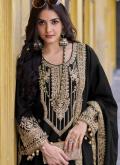 Bead Chinon Black Trendy Pakistani Salwar Suit - 1