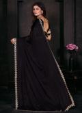 Beautiful Black Georgette Satin Zircon Classic Designer Saree for Ceremonial - 2