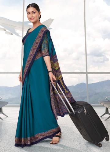 Beautiful Blue Crepe Silk Woven Designer Saree for Ceremonial