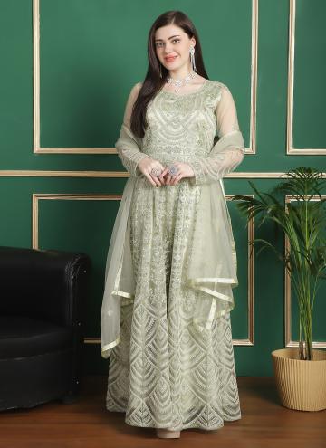 Beautiful Cord Net Green Salwar Suit