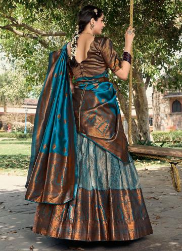 Beautiful Firozi Jacquard Silk Woven A Line Lehenga Choli for Festival