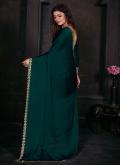 Beautiful Green Georgette Satin Zircon Classic Designer Saree - 2