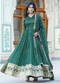 Beautiful Green Nylon Embroidered Gown for Ceremonial - 2