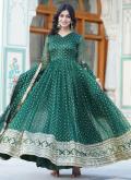 Beautiful Green Nylon Embroidered Gown for Ceremonial - 3