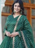 Beautiful Green Nylon Embroidered Gown for Ceremonial - 4