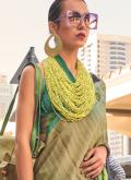 Beautiful Green Satin Digital Print Trendy Saree for Casual - 1