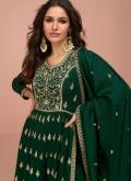 Beautiful Green Silk Embroidered Salwar Suit for Ceremonial - 1