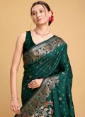 Beautiful Green Silk Jacquard Work Contemporary Saree - 1