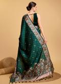 Beautiful Green Silk Jacquard Work Contemporary Saree - 2