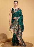 Beautiful Green Silk Jacquard Work Contemporary Saree - 3