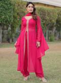 Beautiful Hot Pink Faux Georgette Embroidered Designer Salwar Kameez - 2