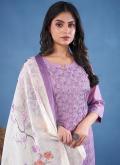 Beautiful Lavender Chanderi Embroidered Trendy Salwar Kameez - 1
