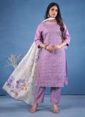 Beautiful Lavender Chanderi Embroidered Trendy Salwar Kameez - 3
