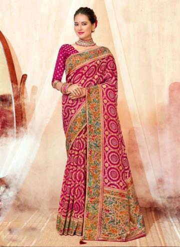 Beautiful Magenta Silk Woven Classic Designer Saree for Ceremonial