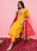 Beautiful Mustard Blended Cotton Embroidered Trendy Salwar Suit - 2