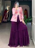 Beautiful Woven Jacquard Silk Purple Trendy Salwar Suit - 1
