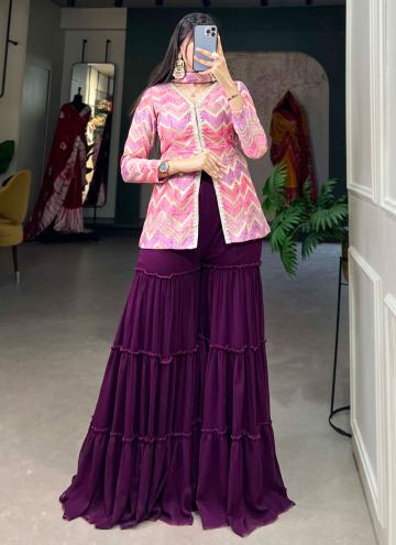 Beautiful Woven Jacquard Silk Purple Trendy Salwar
