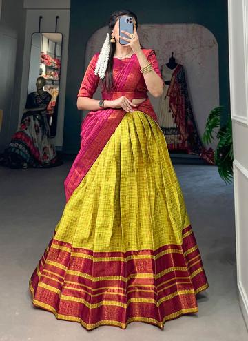 Beautiful Yellow Jacquard Silk Woven Designer Lehenga Choli