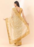 Beige Organza Embroidered Trendy Saree for Ceremonial - 2