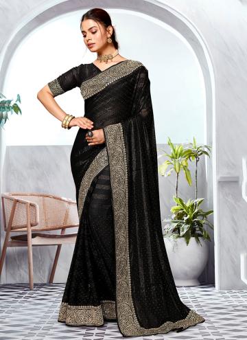 Black Classic Designer Saree in Art Silk with Embroidered