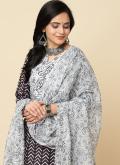 Black color Blended Cotton Salwar Suit with Floral Print - 1
