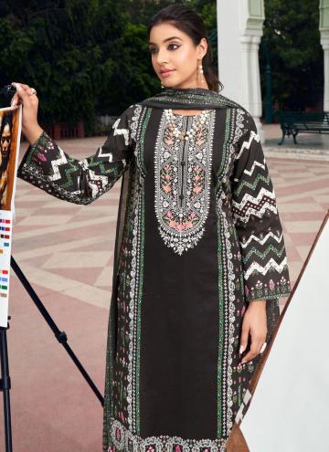Black color Cotton Lawn Designer Salwar Kameez with Digital Print