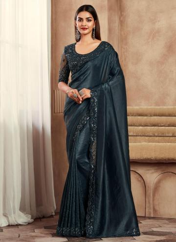 Black color Silk Classic Designer Saree with Border